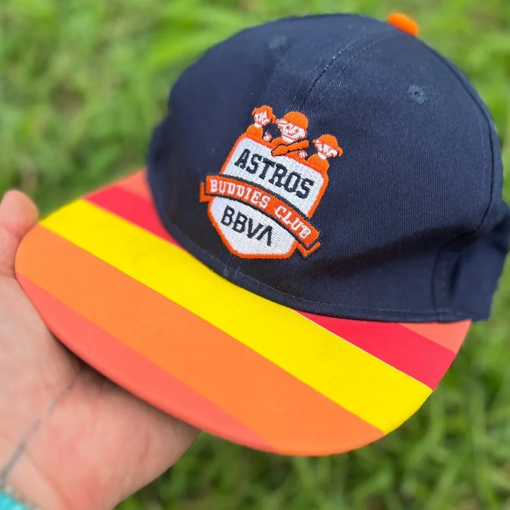 Kids Houston Astros Buddies Club Hat BBVA Fan Club Snapback Baseball Cap Striped